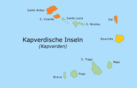 Kapverden Inselkarte Barlavento Sal -Sao Vicente - Santo Antao - Option Boa Vista