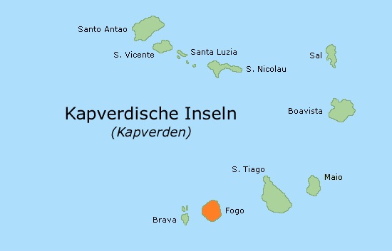 Lage der Insel FOGO auf Kap Verde